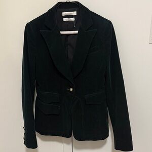 NWOT Altuzarra Dark Green Cotton Corduroy Blazer Single Button Closure. Size 40.